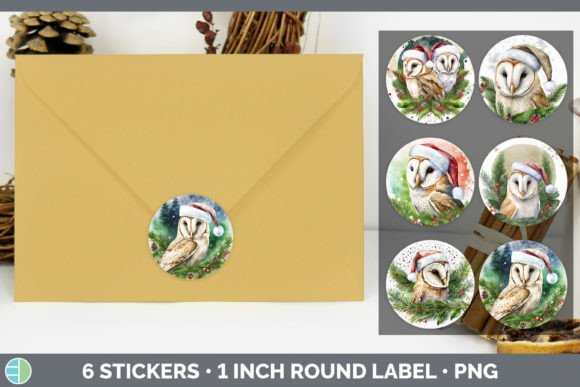 Barn Owl Christmas Stickers: Festive Illustrations