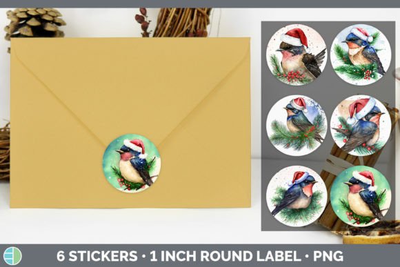 Barn Swallow Christmas Stickers: Festive Illustrations