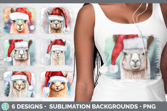Christmas Alpaca Distressed Sublimation Illustrations