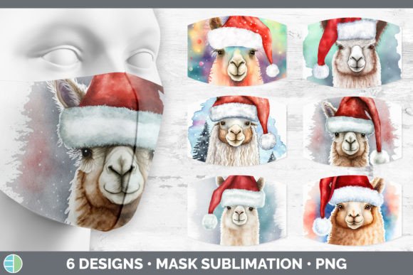 Christmas Alpaca Mask Sublimation Bund: Fresh Illustrations
