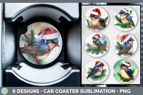Christmas Barn Swallow Car Coaster Sub: Festive Illustrations