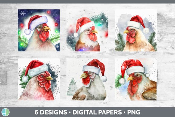 Christmas Chicken Backgrounds: Festive Illustrations
