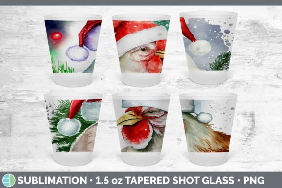 Christmas Chicken Shot Glass: Festive Illustrations