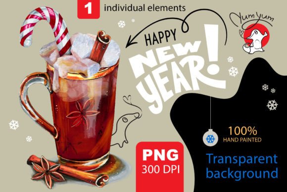 Christmas Cocktail. Hot Chocolate: Festive Illustrations