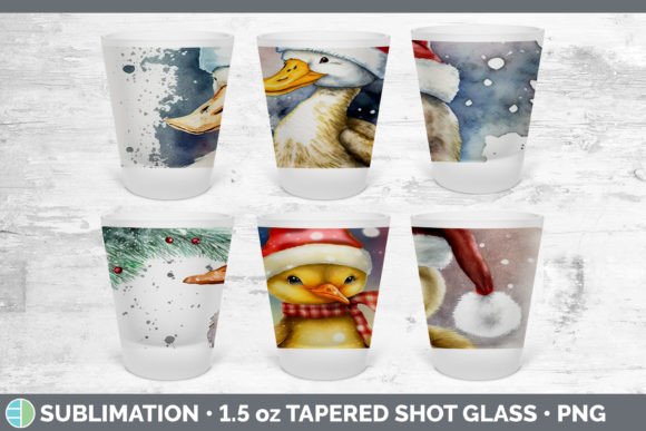 Christmas Duck Shot Glass: Festive Illustrations