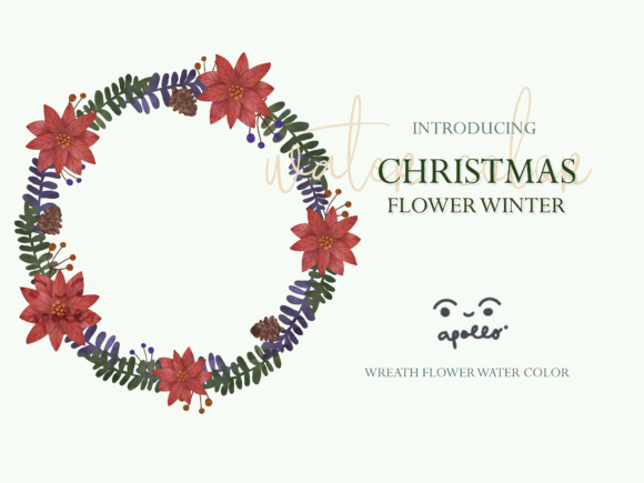 Christmas Flower Winter Wreath 01: Festive Illustrations