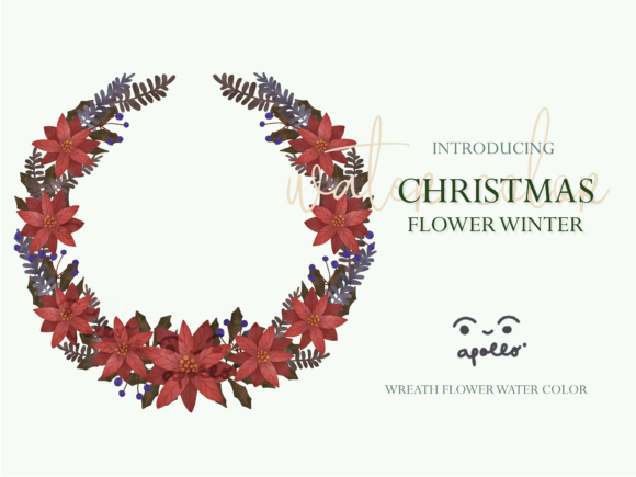 Christmas Flower Winter Wreath 05: Premium Illustrations