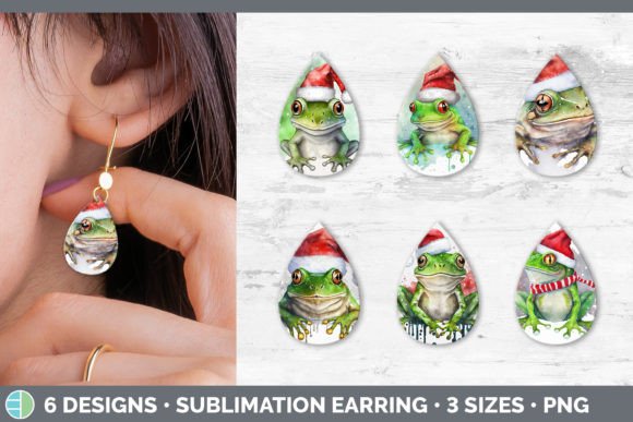 Christmas Frog Earrings: Fresh Illustrations