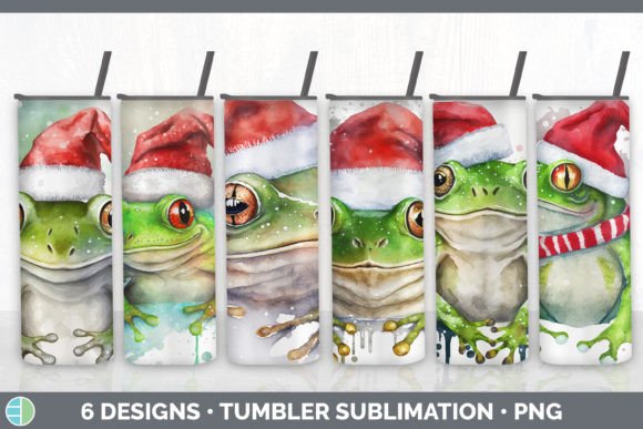 Christmas Frog Tumbler Sublimation Bundl: Festive Illustrations