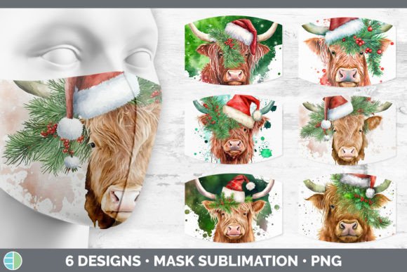 Christmas Highland Cow Mask Sublimatio & Illustrations Review