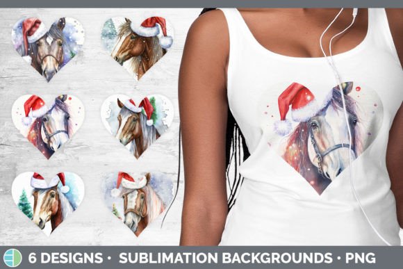 Christmas Horse Hearts Clipart Sublima: Premium Illustrations