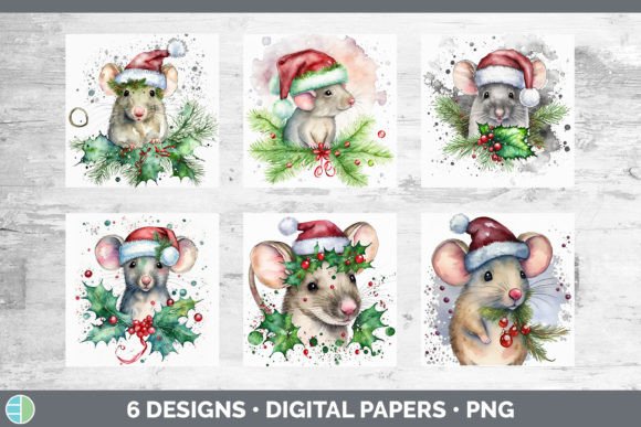 Christmas Mouse Backgrounds: Festive Illustrations
