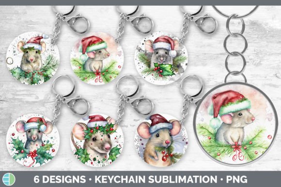 Christmas Mouse Keychain Bundle: Festive Illustrations