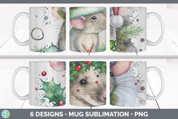 Christmas Mouse Mug: Festive Illustrations for Design