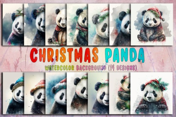 Christmas Panda Watercolor Background: Illustrations Review