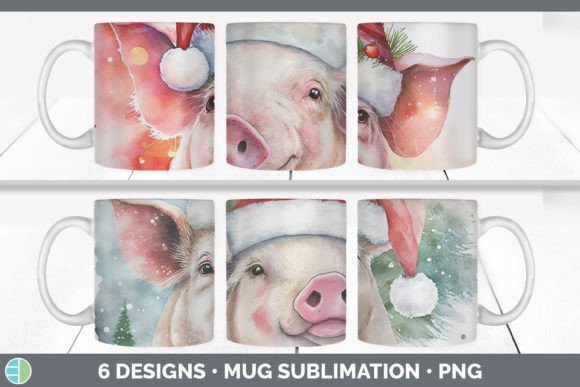 Christmas Pig Mug Sublimation: Fresh Illustrations