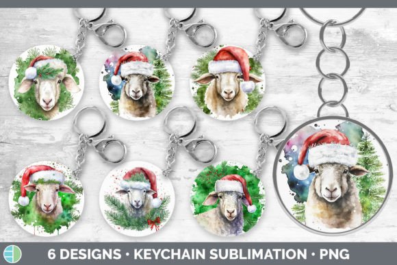Christmas Sheep Keychain Bundle: Fresh Illustrations