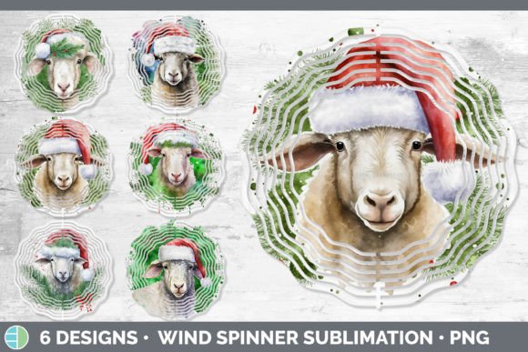 Christmas Sheep Wind Spinner Sublimati: Festive Illustrations
