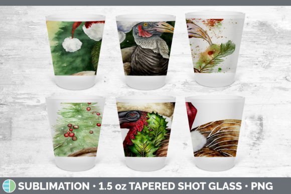 Christmas Turkey Shot Glass Sublimation: Festive Illustrations