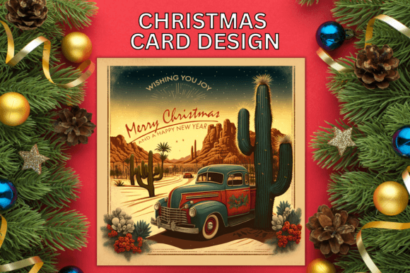 Desert Christmas Card: Festive Illustrations for Crafters