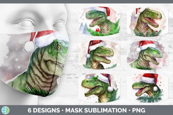 Dinosaur Christmas Mask: Festive Illustrations for Blogs