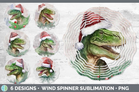 Dinosaur Christmas Wind Spinner Sublim: Holiday Illustrations