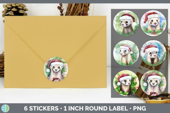 Ferret Christmas Stickers: Festive Illustrations