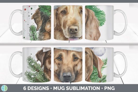 Festive Dog Mug Art for Holiday Illustrations