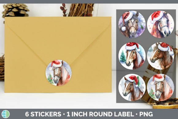 Horse Christmas Stickers: Festive Illustrations for Crafters