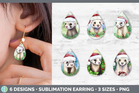Santa Ferret Earring: Festive Illustrations