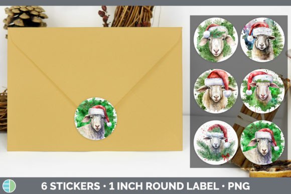 Sheep Christmas Stickers: Festive Illustrations for Crafts