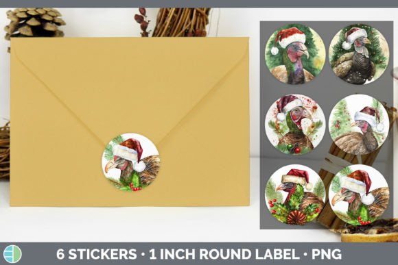 Turkey Christmas Stickers: Festive Illustrations for Brands